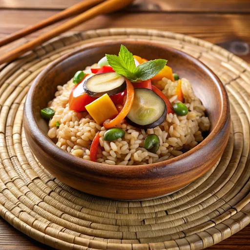 Nasi Merah dengan Tumis Sayuran Segar